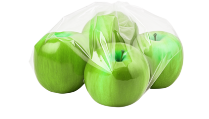 Fresh Green Apples in Net Bag - Healthy Produce on transparent background png