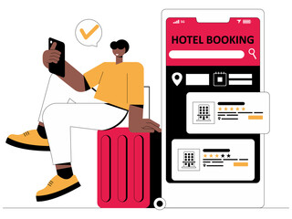 Hotel booking concept illustration