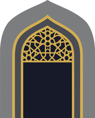 Decorative Arched Window with Intricate Gold Lattice Pattern in Modern Style