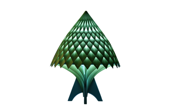 Abstract Geometric Green Conical Design Element, Stylized Plant Art on transparent background png