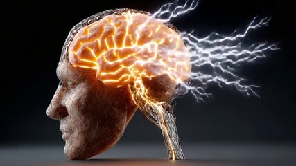 Mind Unleashed: An artistic representation of the human mind, showcasing the intricate complexities of the brain with vivid energy, capturing the essence of cognitive function.