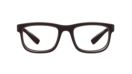 A pair of brown framed glasses with a thin white outline isolated on a black background