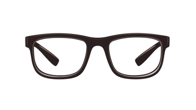 A pair of brown framed glasses with a thin white outline isolated on a black background - Powered by Adobe