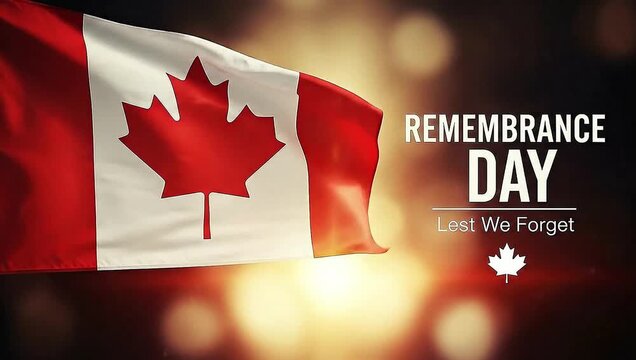 Canada Flag Waving - Lest We Forget Memorial Concept