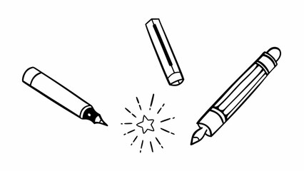 Hand drawn marker pen set vector illustration doodle art elements scalable graphic