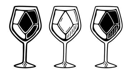 Geometric style doodle wine glass icons vector illustration scalable modern drinks