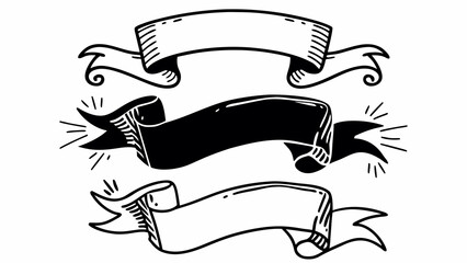 Hand drawn ribbon banner set vector illustration scalable for graphic design projects
