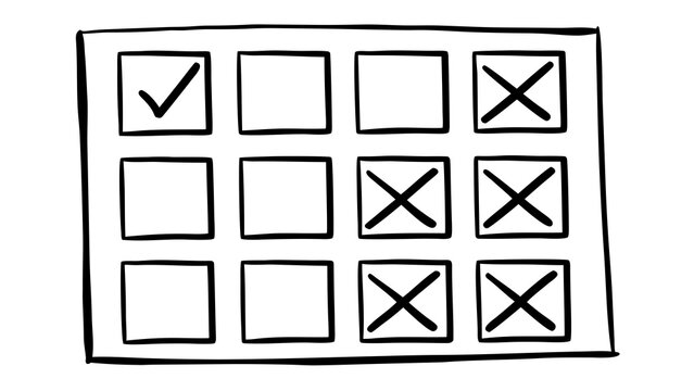 Hand drawn grid with checkmarks and crossmarks vector illustration scalable eps icon