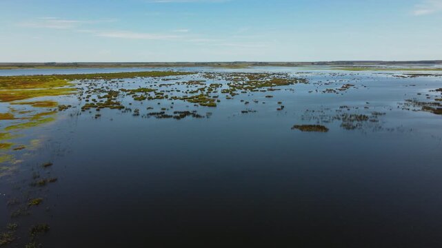 Aerial View of Flooded Wetlands in Chuy, Rio Grande do Sul, Brazil