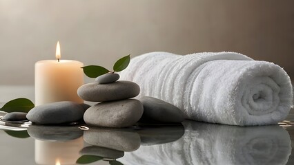 Peaceful Spa Ambience with Candlelight and Pebbles