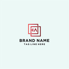 Fototapeta premium Letter HA Logo Design with Square Vector Template