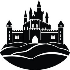 Irish Castle Silhouette Black Vector on White Background 1