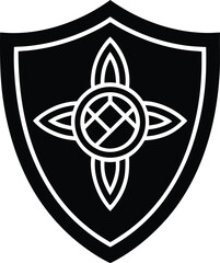 Black Celtic Shield Silhouette with White Inner Design