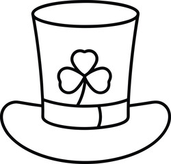 Top Hat with Clover Line Art Graphic shamrock 1