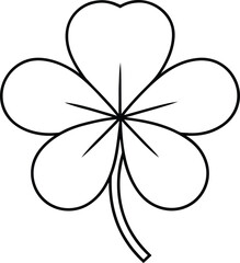 Lucky Clover line art five leaf clover outline graphic