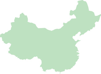 Fototapeta premium Map of China outline in light green color.