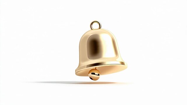 Golden bell isolated on white background with soft shadow