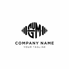 Creative GYM letter logo design with an integrated barbell shape.