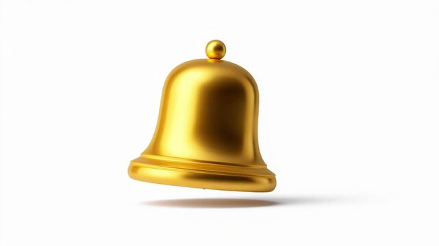 Golden bell isolated on white background with shadow effect