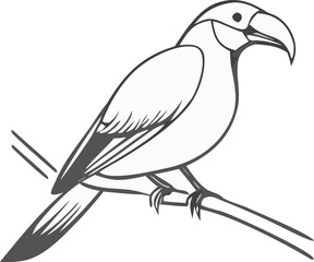 Sketch of a bird on a branch vector illustration