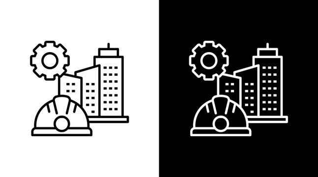 Civil Engineering White Icon Set Design