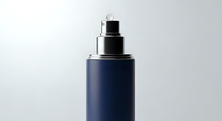 Elegant perfume bottle with chrome accents evokes luxury and sophistication, great for cosmetic ads and upscale branding campaigns with clean, modern aesthetic