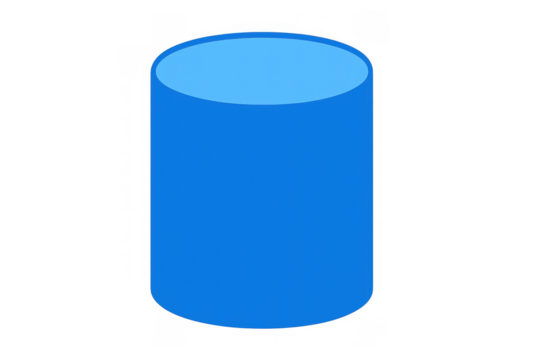Blue cylinder 3d rendering with geometric shape and simple object illustration, transparent background