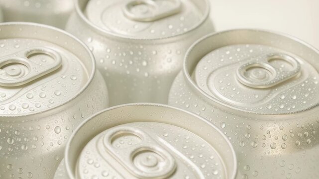Logistics in Warehouse Fresh Cold Cans with Droplets Highlight Chain Management in Beverage Industry