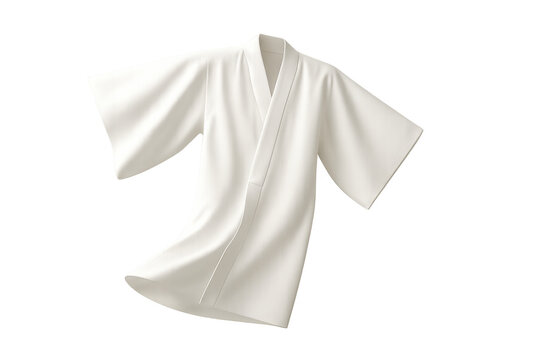 White martial arts uniform top for judo, karate, or taekwondo, traditional japanese clothing, gi on transparent background