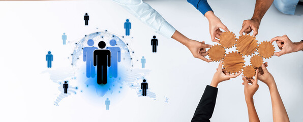 A concept of global leadership and network influence. A central team or individual connects with a professional network distributed across the world map, representing worldwide reach. Fermion