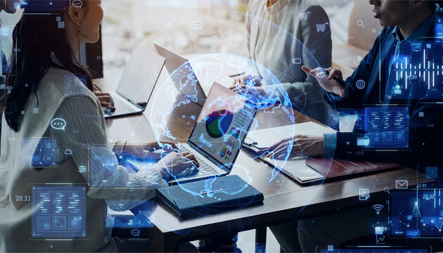 Group of business people meeting and global business concept