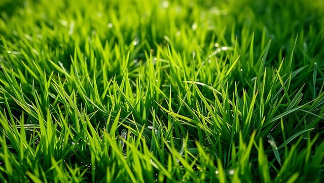 stolon. Lush green lawn with stolon network connecting grass clusters, morning dew. gardening catalogs, home-decor guides, designed for gardening and botanical catalogs, enhances decor appeal.