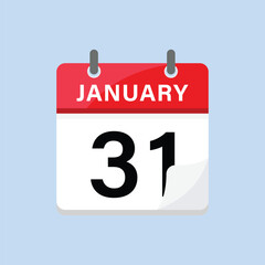 January thirty first calendar icon flat design style last day of month reminder