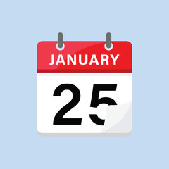 Fototapeta premium January twenty fifth calendar icon flat design style weekend celebration reminder graphic