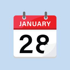 January twenty eighth calendar icon flat design style upcoming deadline event graphic