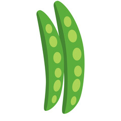 Green peas illustrated in a clean flat design, symbolizing natural vegetables, fresh organic produce, healthy food ingredients, garden plants, and nutritious culinary elements.