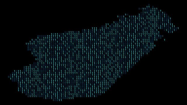 Madagascar Binary code map animation, Digital data visualization, alpha layer