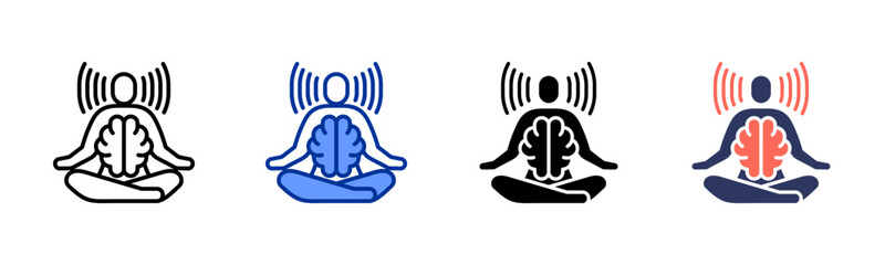 Mind-Body Connection icon set multiple style collection