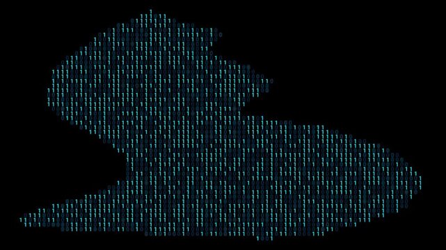 Liechtenstein Binary code map animation, Digital data visualization, alpha layer