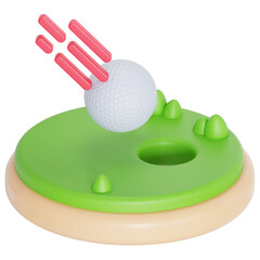 Hole in one 3D illustration