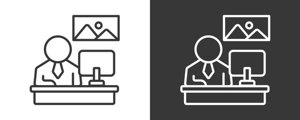 Workplace Icon Set Vector Collection Isolated In Black And White