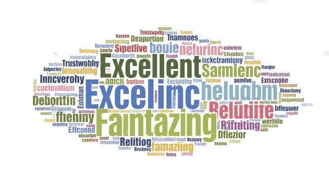 A word cloud comprised of various abstract and creative terms with different fonts