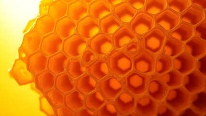 Golden Honeycomb Structure Close-up Intricate Beehive Details