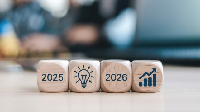 Inspiring business growth strategy from 2025 to 2026 with innovative ideas and rising success, a modern symbol of planning for the future