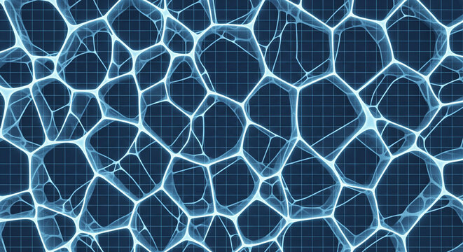 Dynamic light blue connected network with geometric grid, perfect for modern technology or science visualizations and graphic design projects