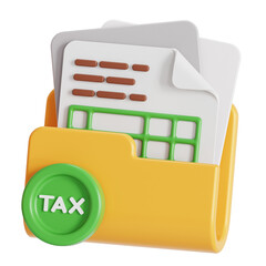 Tax documents folder 3D illustration