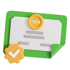 Tax residence certificate 3D illustration