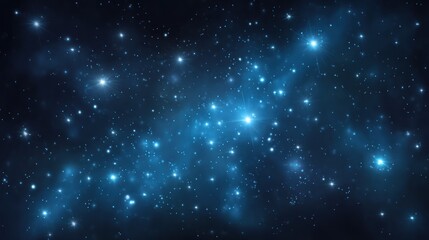 Fototapeta premium A vast, dark blue expanse of space with numerous stars scattered throughout, some of which are brighter and more prominent than others. 