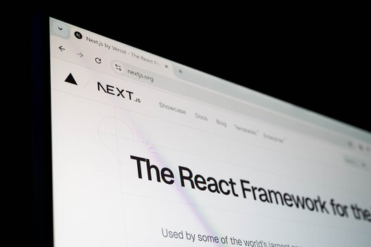 Bangkok, Thailand - November 15th 2025 : Next.js homepage displayed on a browser, highlighting. Great for representing modern web development, frontend frameworks.