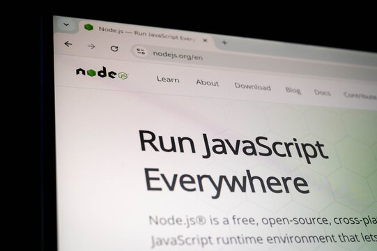 Bangkok, Thailand - November 15th 2025 : Node.js website Ideal for backend development, cross-platform apps, server-side JavaScript, and open-source tools.